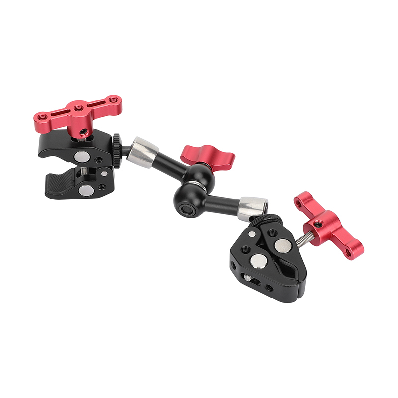 CAMVATE Articulating Magic Arm with 2 Crab Clamps (Red T-handle)