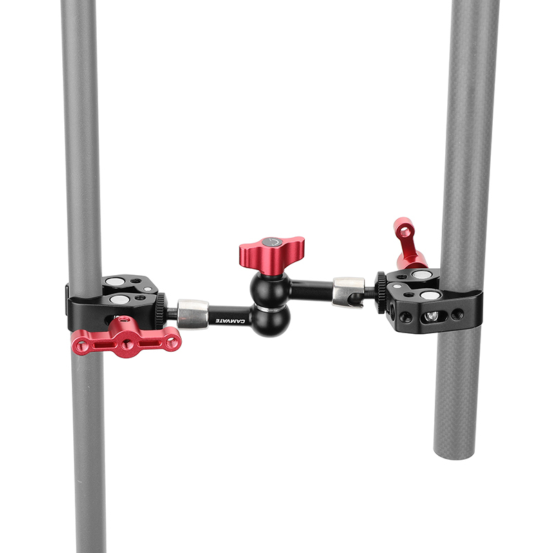 CAMVATE Articulating Magic Arm with 2 Crab Clamps (Red T-handle)