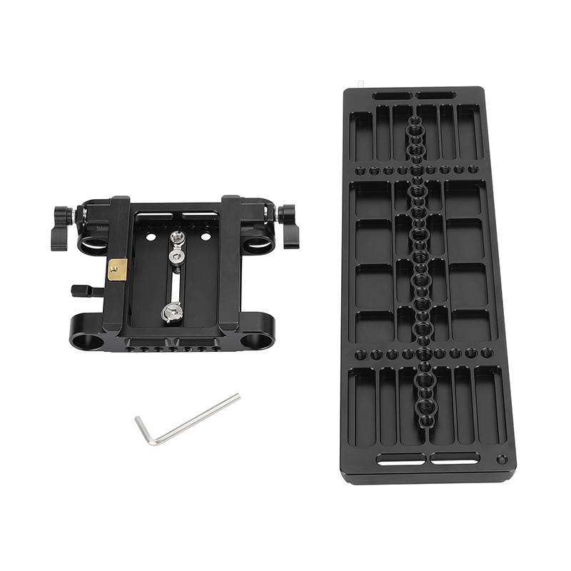 CAMVATE 12" Dovetail Plate and QR Baseplate with Double Rod Adapter for 19mm Studio