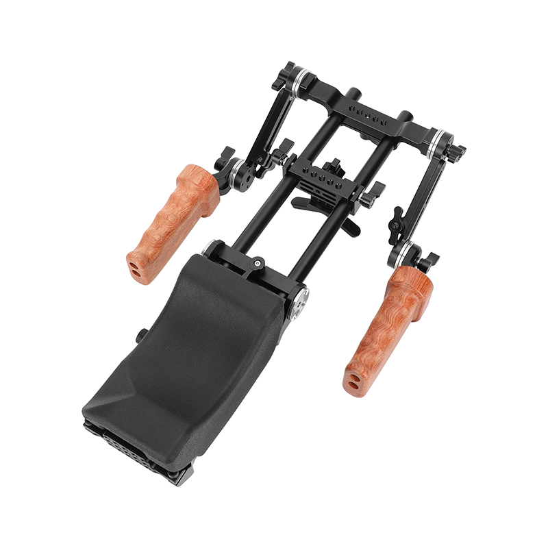 CAMVATE Shoulder Mount 15mm Railblock Rig with ARRI Camera Plate and Wooden Handgrip