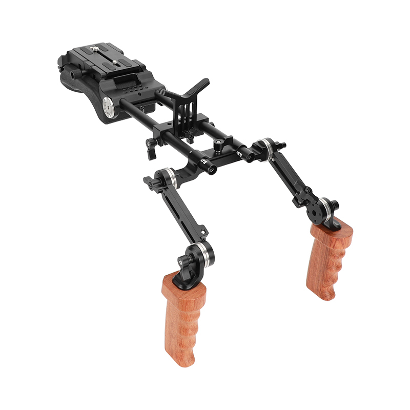 CAMVATE Shoulder Mount 15mm Railblock Rig with ARRI Camera Plate and Wooden Handgrip