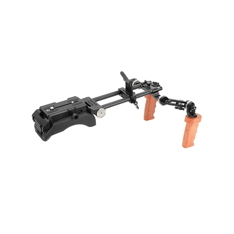 CAMVATE Shoulder Mount 15mm Railblock Rig with ARRI Camera Plate and Wooden Handgrip