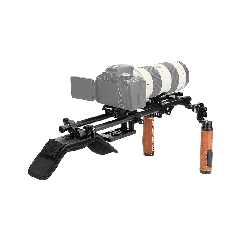 CAMVATE Shoulder Mount Handheld Rig With Manfrotto Quick Release Baseplate & Adjustable Arri Rosette Leather Handgrip