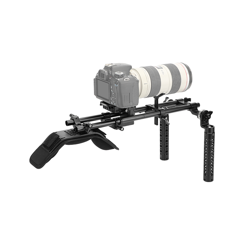 CAMVATE Handheld Shoulder Mount Rig With Manfrotto Quick Release Baseplate & Dual ARRI Rosette Aluminum Cheese Handgrip