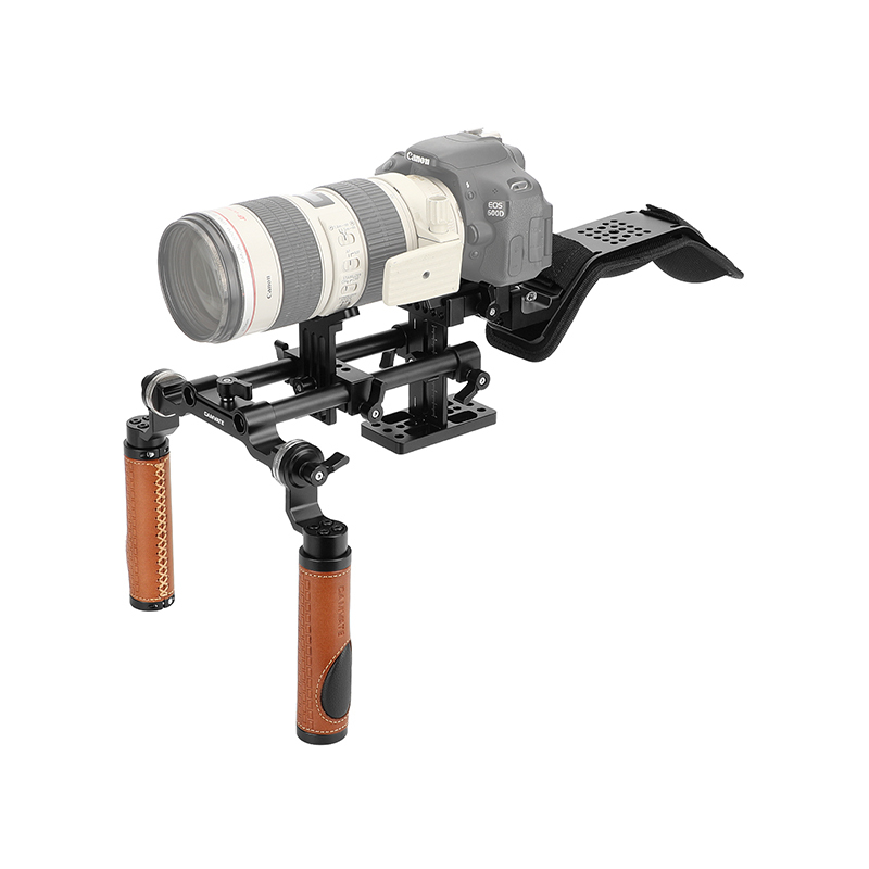 CAMVATE Handheld Shoulder-support Mount Rig With Manfrotto Quick Release Baseplate & Adjustable Arri Rosette Leather Handgrip