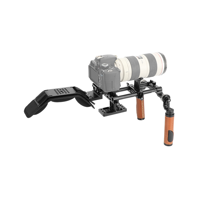 CAMVATE Handheld Shoulder-support Mount Rig With Manfrotto Quick Release Baseplate & Adjustable Arri Rosette Leather Handgrip