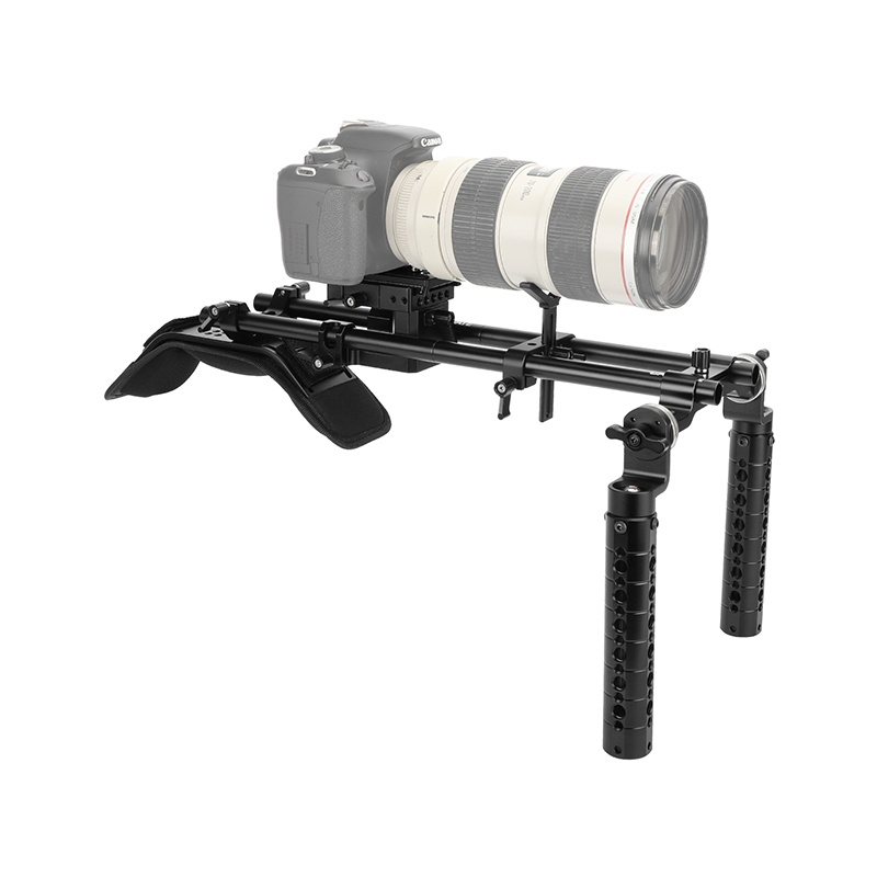 CAMVATE Handheld Shoulder Mount Rig With Manfrotto Quick Release Baseplate & Dual ARRI Rosette Aluminum Cheese Handgrip