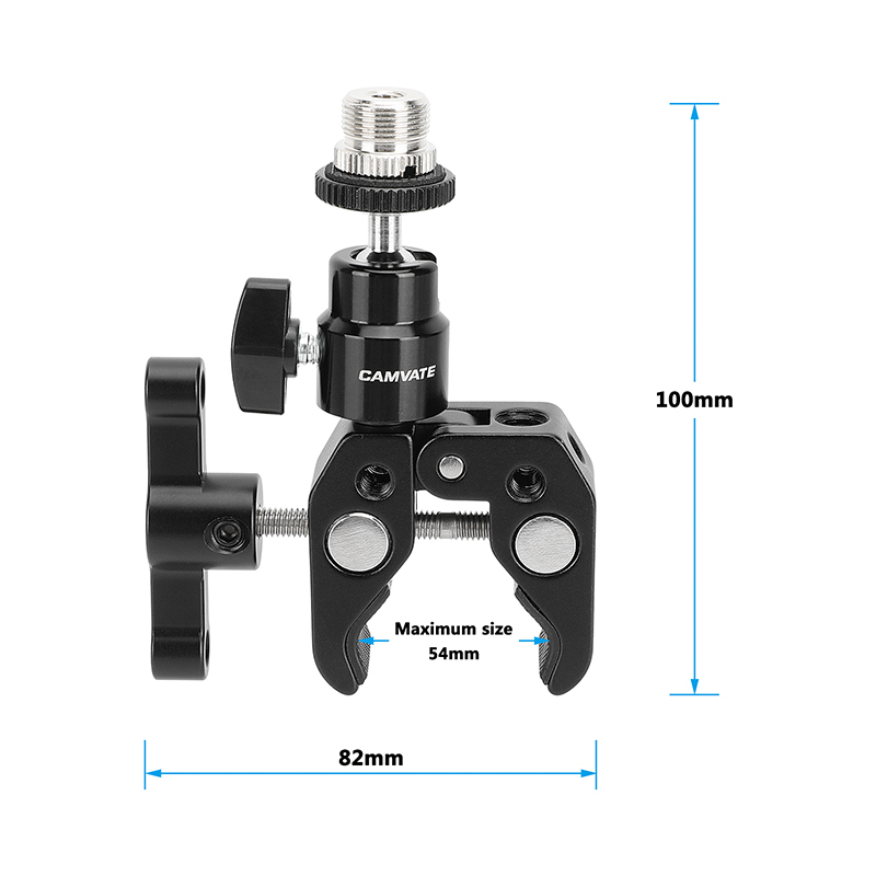 CAMVATE Super Clamp with 5/8"-27 Screw Ball Head Mount (Black T-handle)