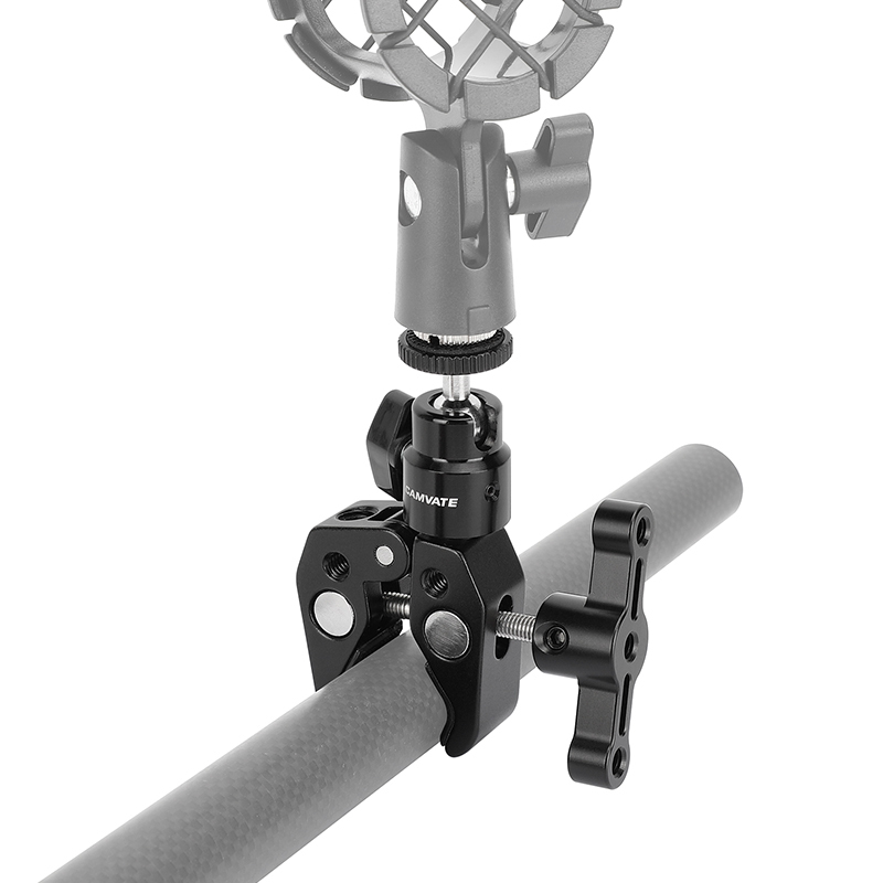 CAMVATE Super Clamp with 5/8"-27 Screw Ball Head Mount (Black T-handle)