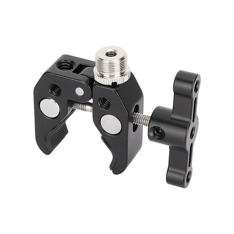 CAMVATE Super Clamp Crab Pliers Clip with 1/4" to 5/8" Convertion Screw (Black T-handle)