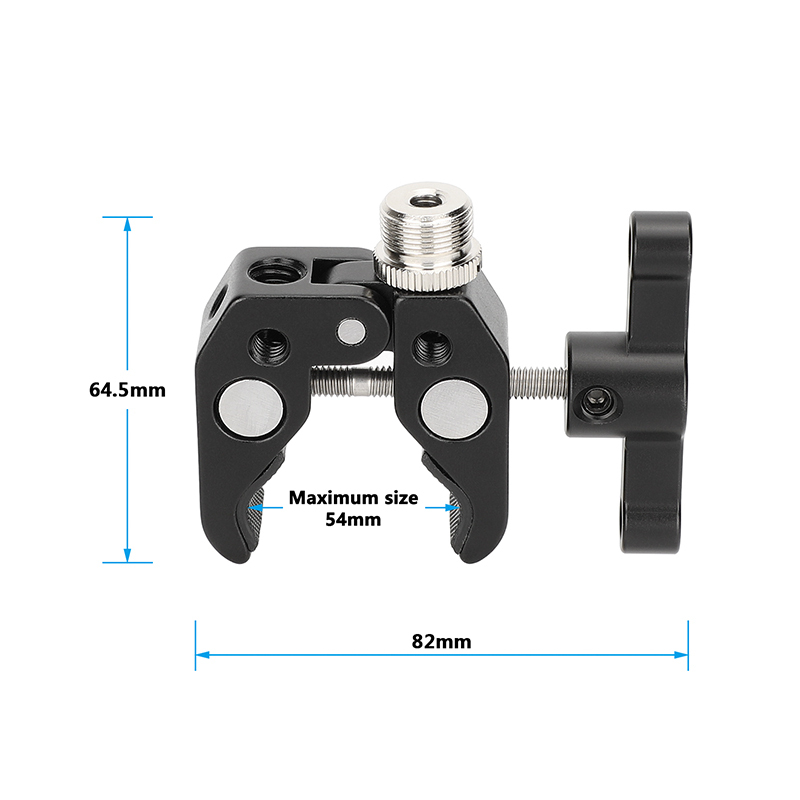 CAMVATE Super Clamp Crab Pliers Clip with 1/4" to 5/8" Convertion Screw (Black T-handle)