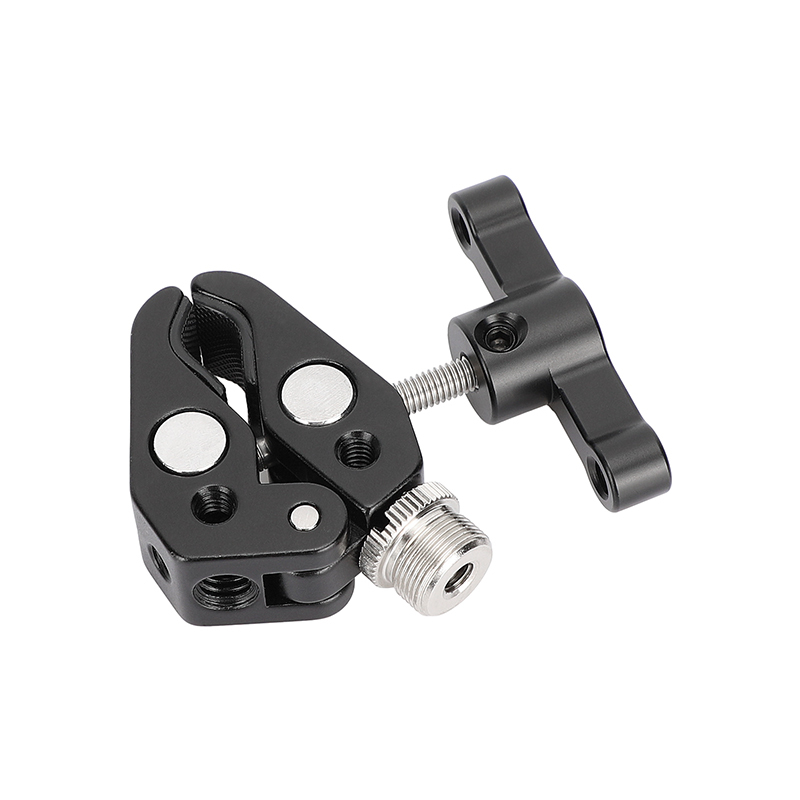 CAMVATE Super Clamp Crab Pliers Clip with 1/4" to 5/8" Convertion Screw (Black T-handle)