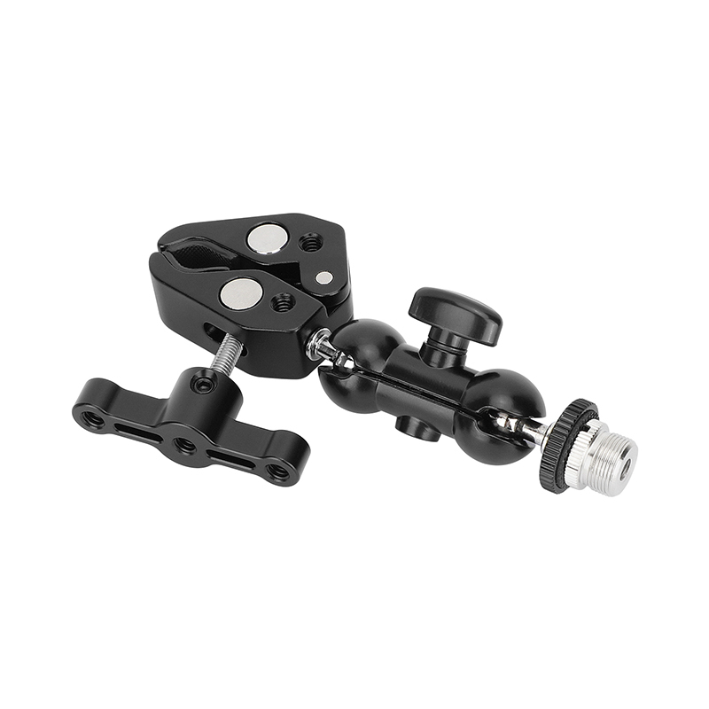CAMVATE Crab Clamp with 5/8"-27 Screw Double Ball Head Mount (Black T-handle)