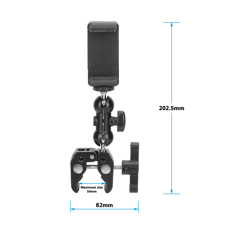 CAMVATE Crab Clamp Bracket with Ball Head Mount Cell Phone Clip (Black T-handle)