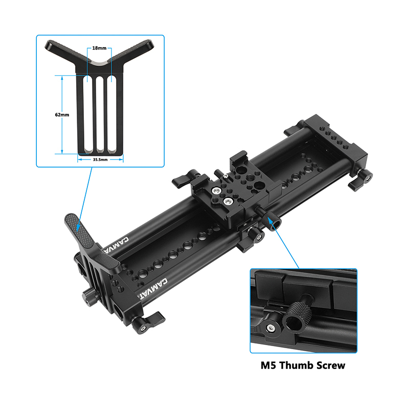 CAMVATE Manfrotto Quick Release Plate With 15mm Dual Rod Sliding Rail And Y Lens Support For Long-focus DSLR Camera