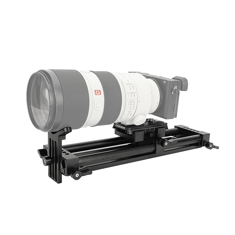 CAMVATE Manfrotto Quick Release Plate With 15mm Dual Rod Sliding Rail And Y Lens Support For Long-focus DSLR Camera