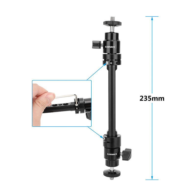 CAMVATE Extension Arm with Dual Ball Head Mounts (9.2")