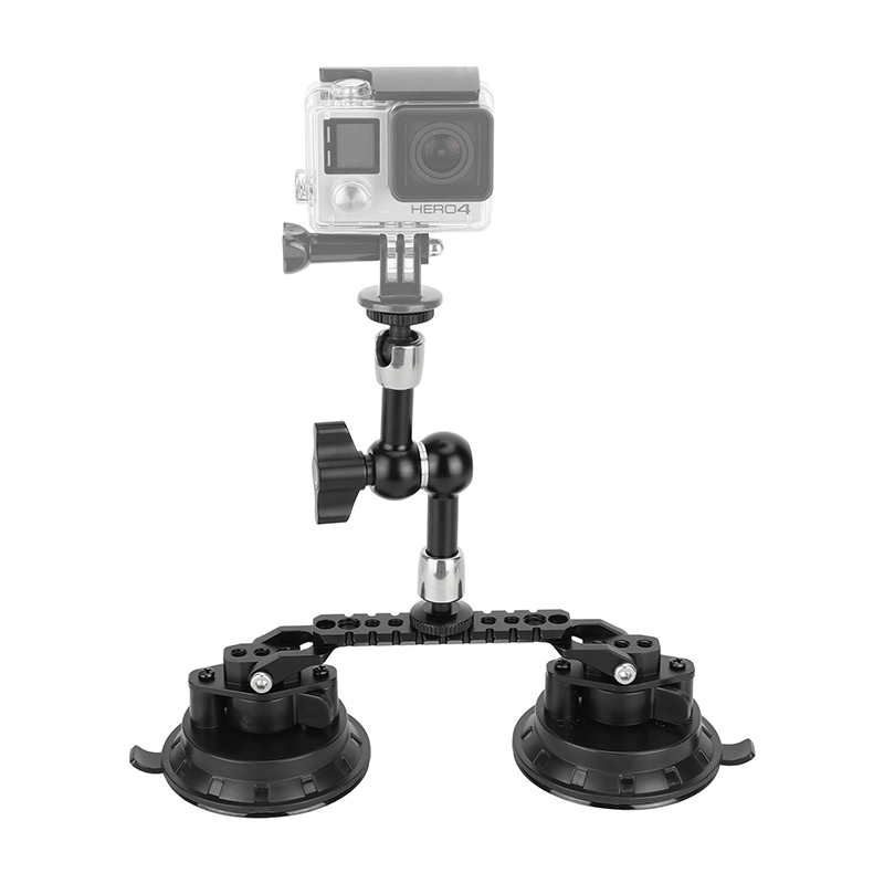 CAMVATE Dual Suction Cup Camera Mount with Articulating Arm