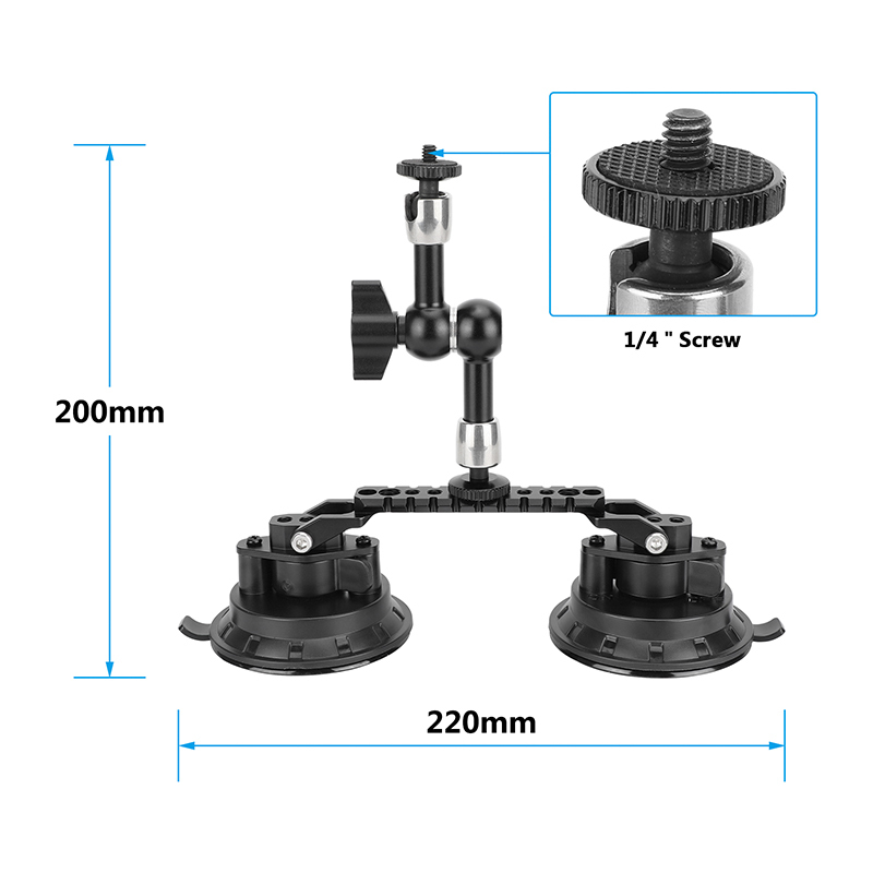 CAMVATE Dual Suction Cup Camera Mount with Articulating Arm