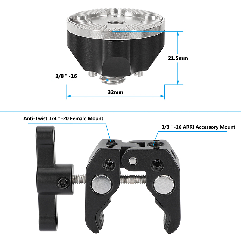 CAMVATE Multi-purpose Super Crab Clamp with ARRI Rosette Mount