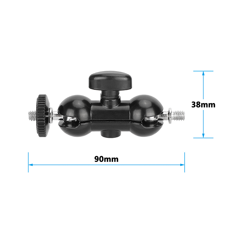 CAMVATE Mini Ball Head Extension Arm with 1/4"-20 Mounting Stud (Black Lever)