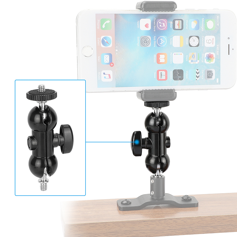 CAMVATE Mini Ball Head Extension Arm with 1/4"-20 Mounting Stud (Black Lever)