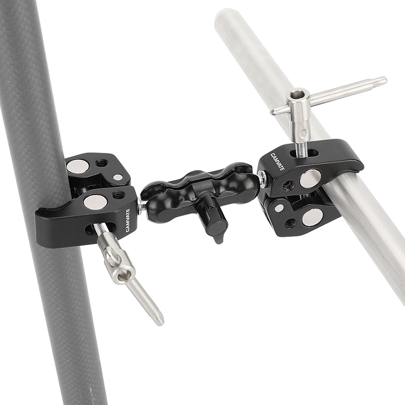 CAMVATE  Two Super Clamps with Double Ball Head Mount