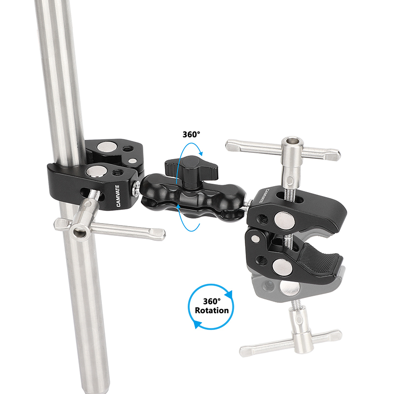 CAMVATE  Two Super Clamps with Double Ball Head Mount