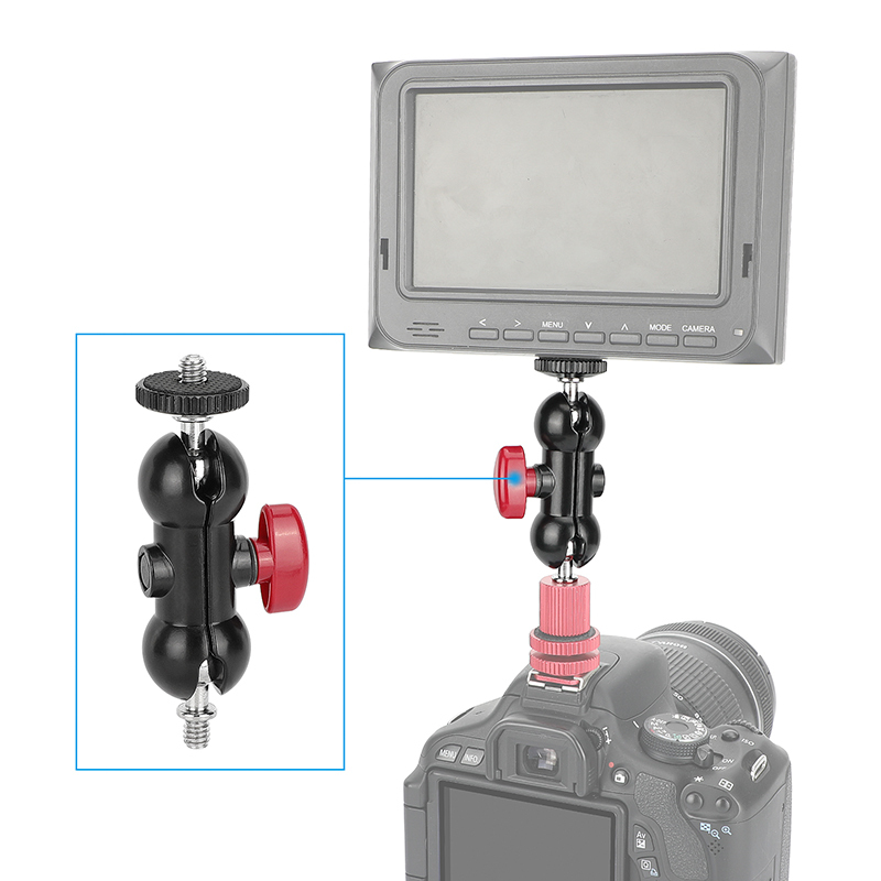 CAMVATE Mini Ball Head Extension Arm with 1/4"-20 Mounting Stud (Red Lever)