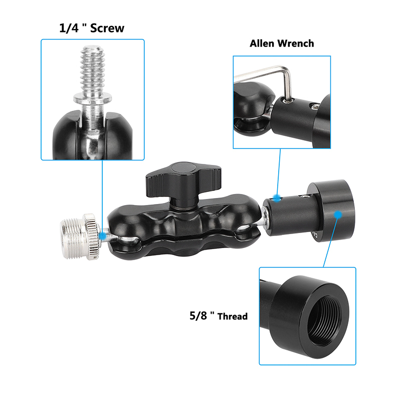 CAMVATE Mini Ball Head Mount Microphone Clamp Adapter