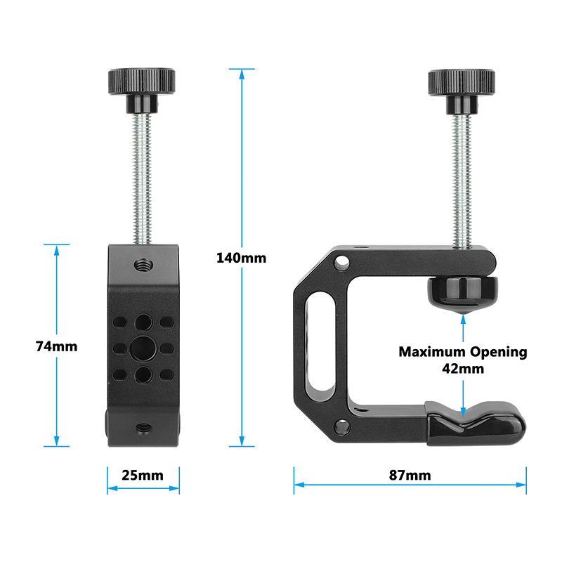 CAMVATE C Clamp with Multiple 1/4"-20 and 3/8"-16 Threads ( 2.25" Neck)