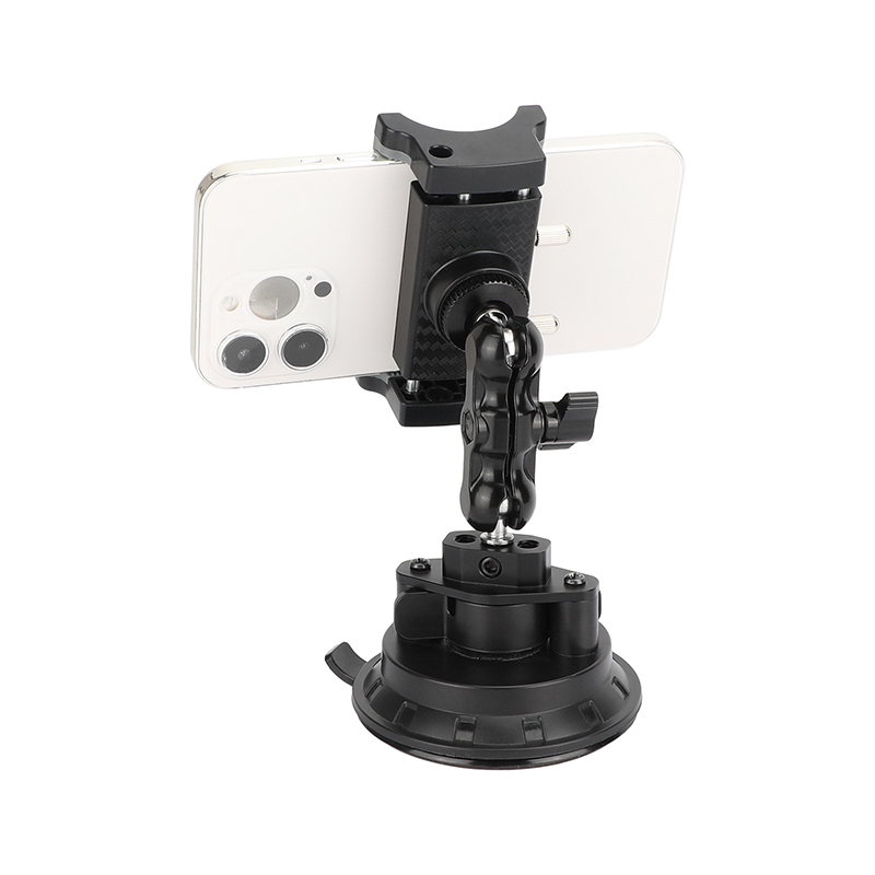 CAMVATE Suction Cup Mount with Mini Ball Head Extension Arm and Smartphone Clip