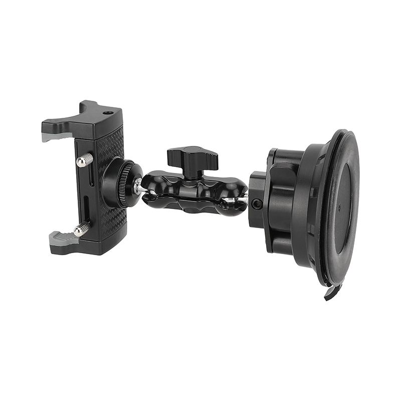 CAMVATE Suction Cup Mount with Mini Ball Head Extension Arm and Smartphone Clip