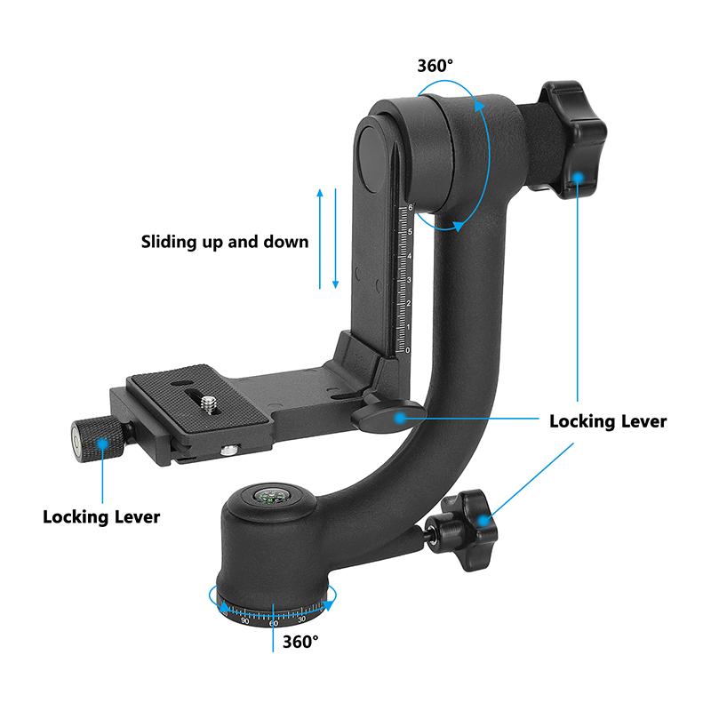 CAMVATE Gimbal Tripod Head with Arca-Type Quick Release Plate