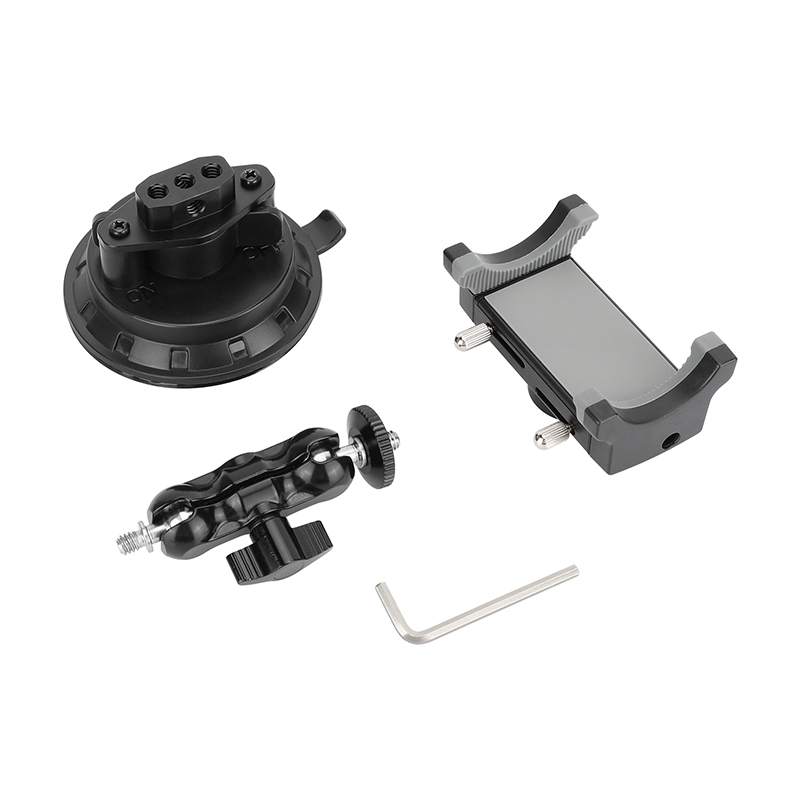 CAMVATE Suction Cup Mount with Mini Ball Head Extension Arm and Smartphone Clip