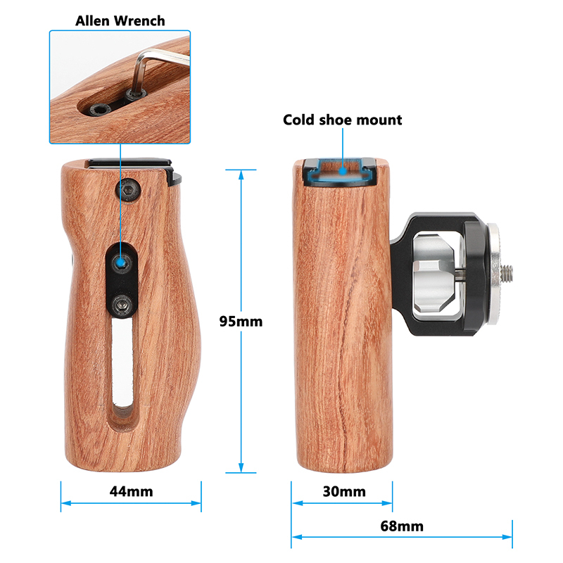 CAMVATE Wooden Handgrip with ARRI-Style Rosette M6 Male Mount (A Pair)