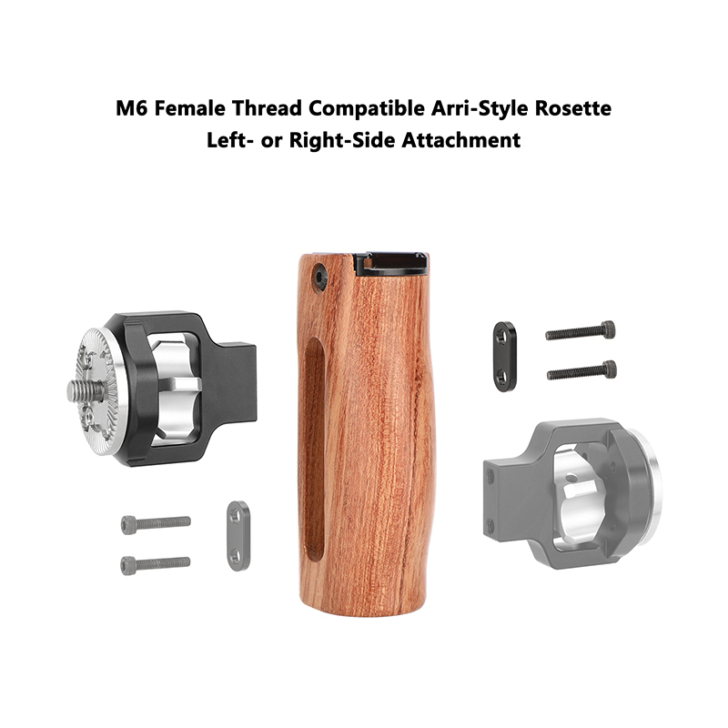 CAMVATE Wooden Handgrip with ARRI-Style Rosette M6 Male Mount (A Pair)