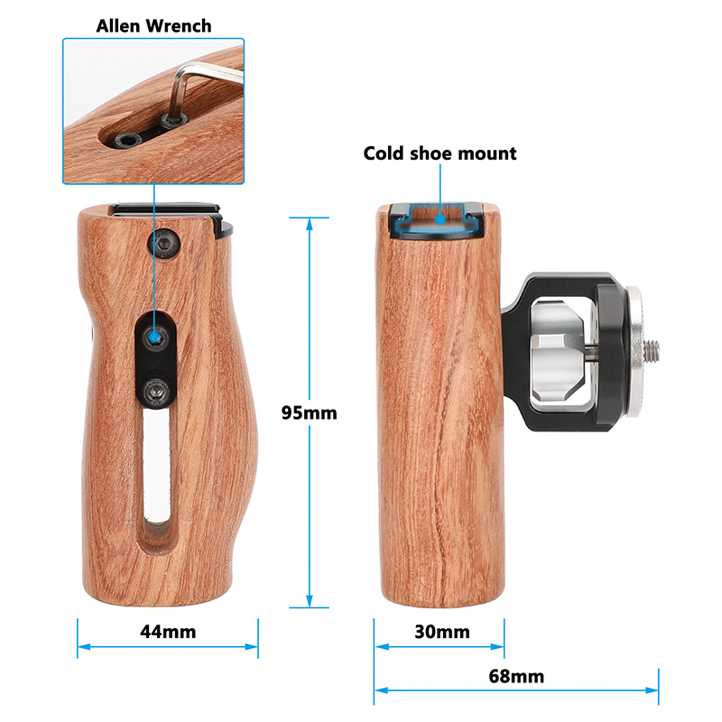 CAMVATE Wooden Handgrip with ARRI-Style Rosette M6 Male Mount