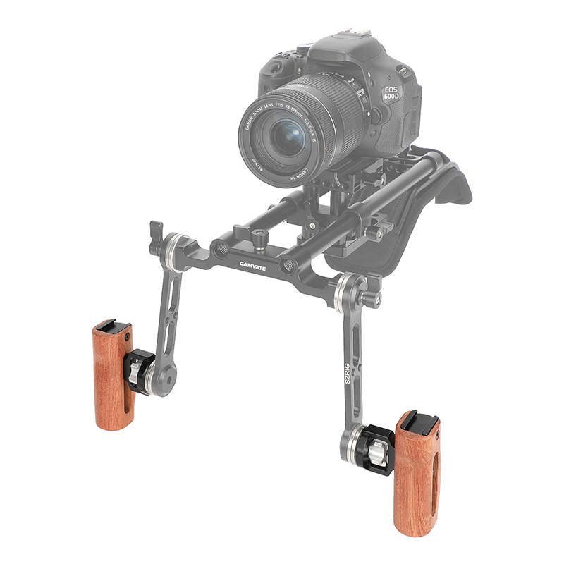 CAMVATE Wooden Handgrip with ARRI-Style Rosette M6 Male Mount