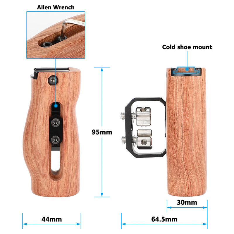 CAMVATE Wooden Handgrip with 1/4"-20 Thumbscrews