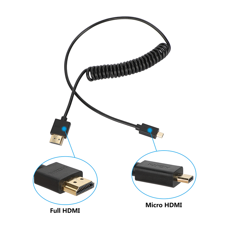 CAMVATE 4K High-Speed Micro-HDMI to HDMI Coiled Cable