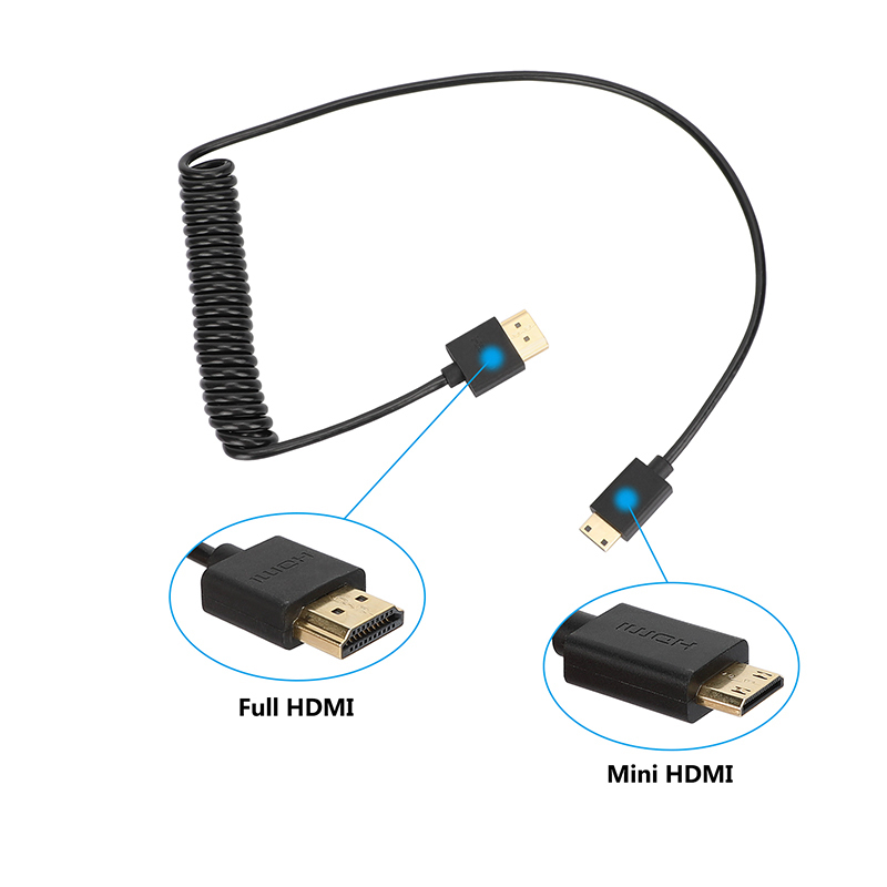 CAMVATE 4K High-Speed Mini-HDMI to HDMI Coiled Cable
