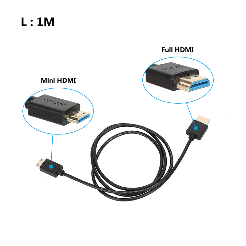 CAMVATE Ultra-Slim 4K High-Speed Mini-HDMI to HDMI Cable with Ethernet (3.3')