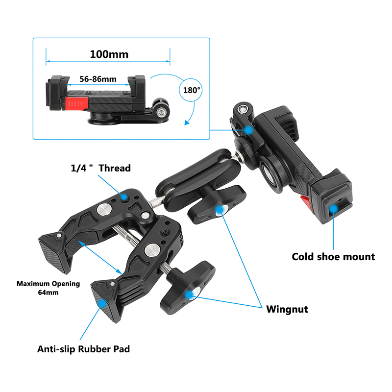 CAMVATE 360° Swivel Cell Phone Mount with Super Clamp