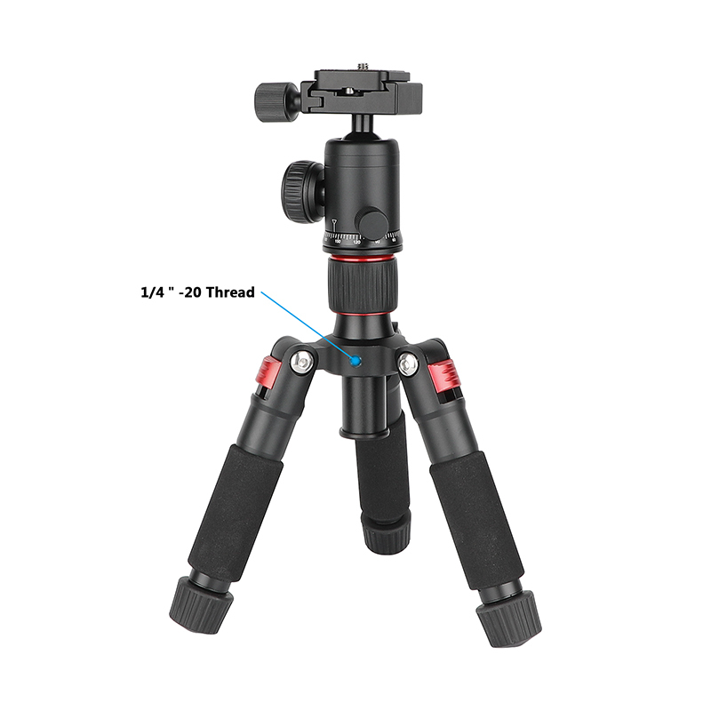 CAMVATE Mini Tabletop Tripod with Ball Head and ARCA-Type Quick Release (Red Leg Angle Lock)