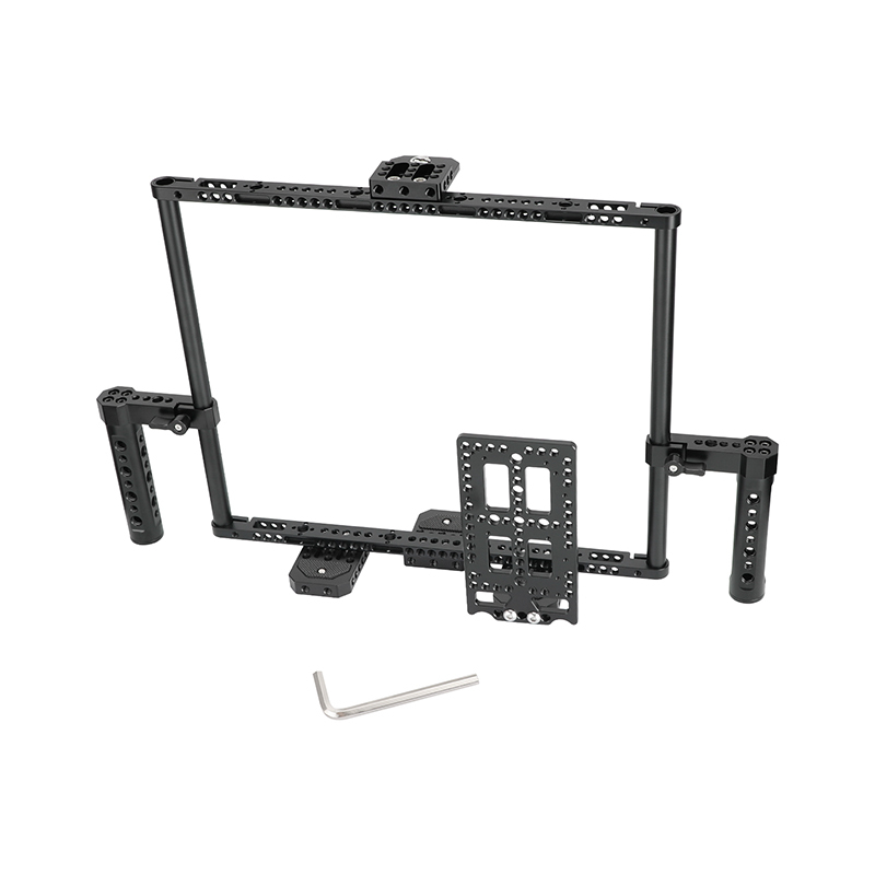 CAMVATE Adjustable Camera 10" Monitor Cage Rig With Dual Cheese Handle & Cheese-Type Plate