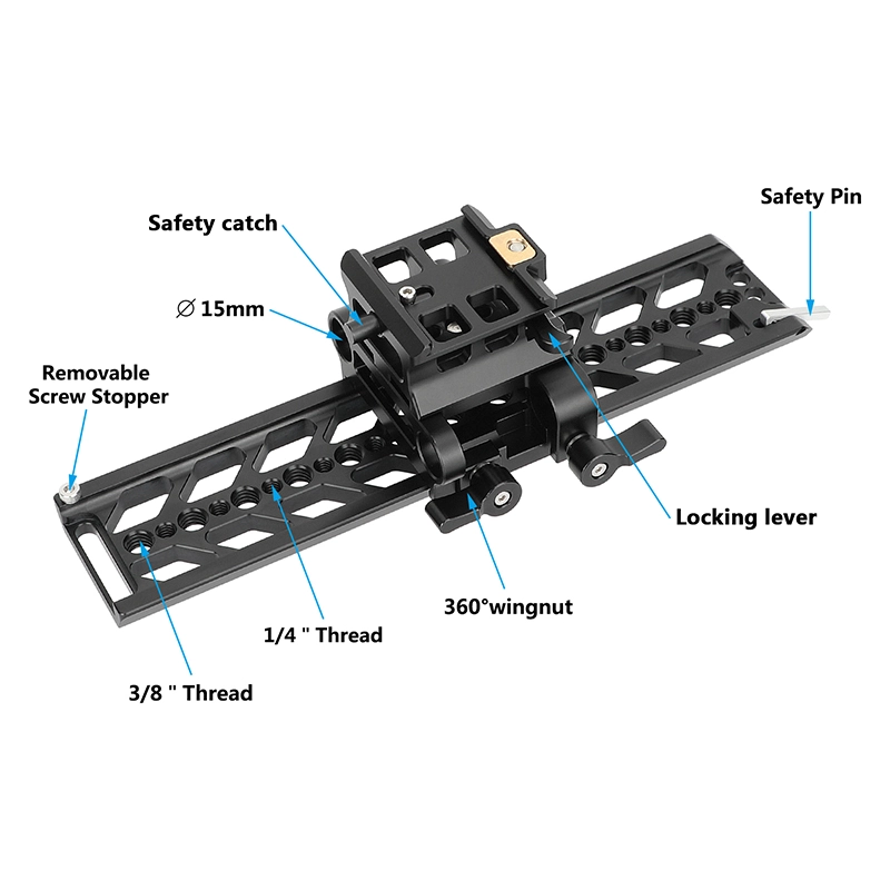 CAMVATE ARCA-Type Quick Release Clamp with Dovetail Plate & 15mm Rods