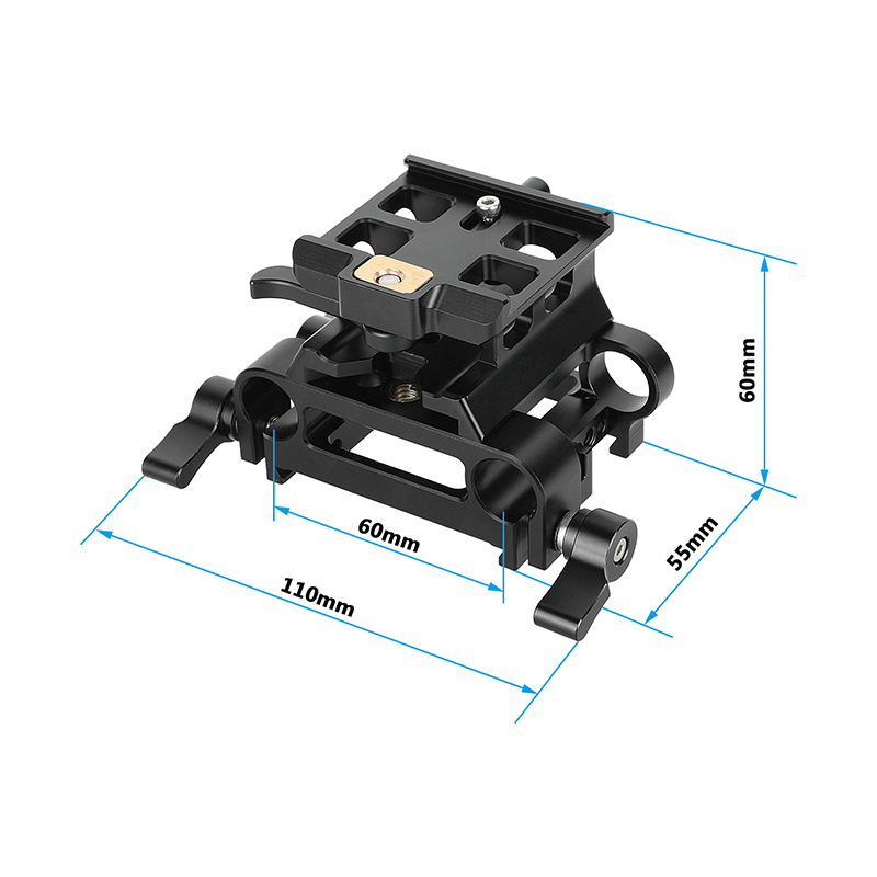 CAMVATE ARCA-Type Quick Release Clamp with Dovetail Plate & 15mm Rods