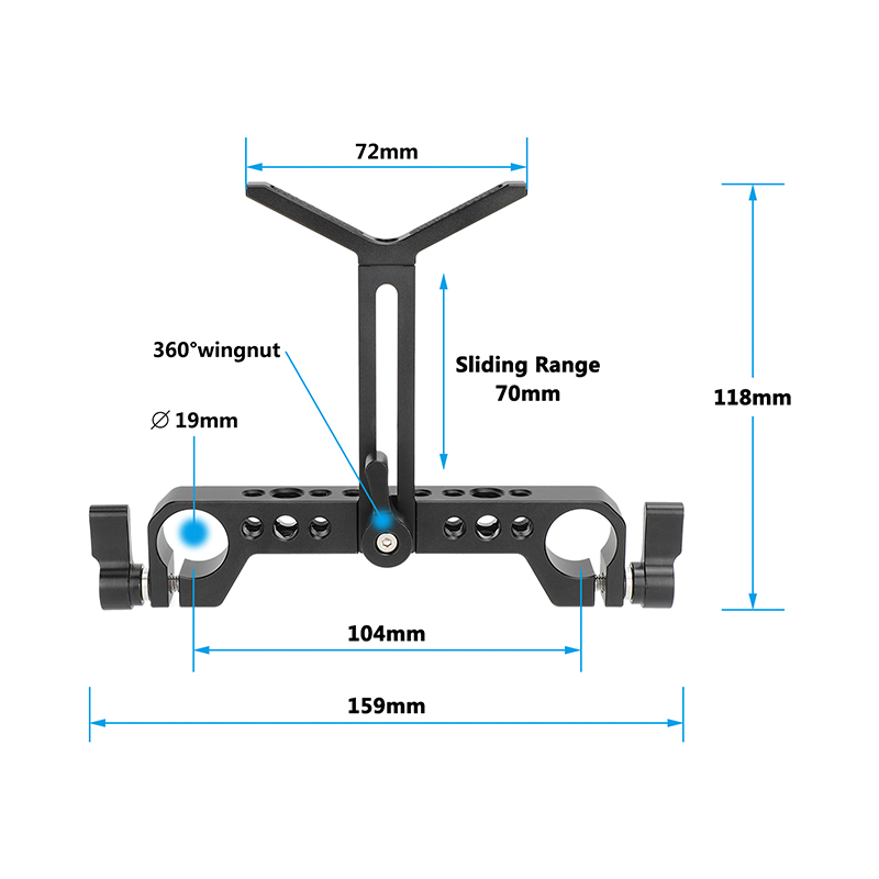 CAMVATE 19mm Studio Rod Clamp with Y-Shaped Lens Support