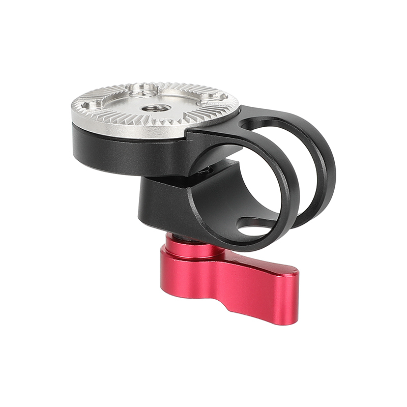 CAMVATE 19mm Rod Clamp with ARRI-Style Rosette (Red Locking Knob)